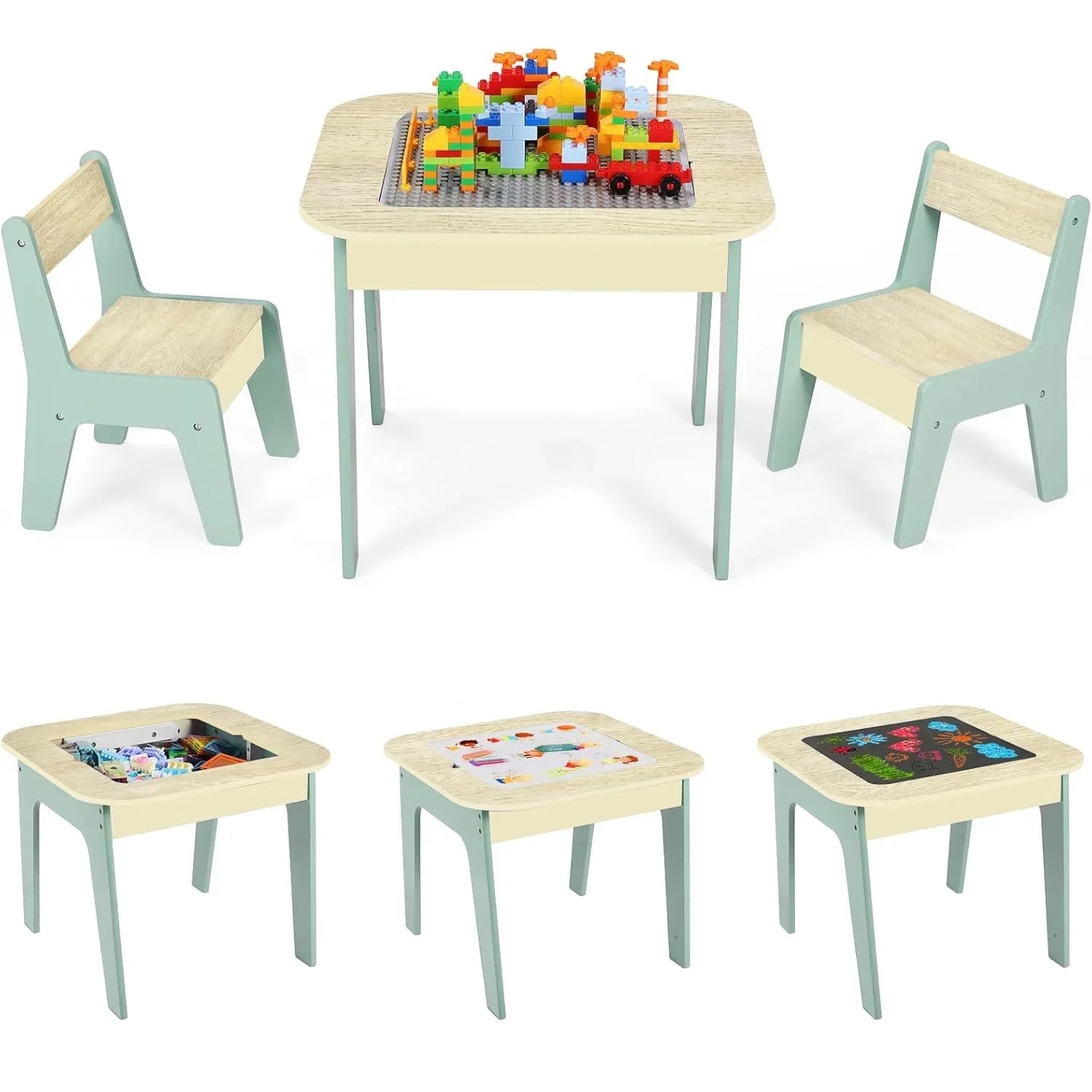Ensemble Table d'activité 4 en 1 et 2 chaises